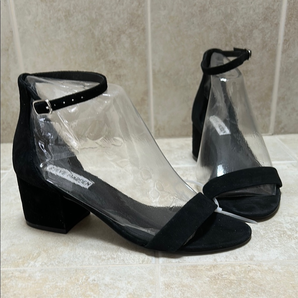 STEVE MADDEN Irenee Women's Suede Black Ankle Strap Heels size 7